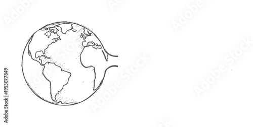 Hand drawn of planet earth with continents visible globe