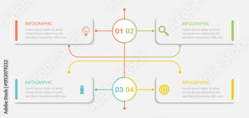 Infographic design layout. Four section infographic diagram. Set of vector infographic  templates. Vector illustration. 