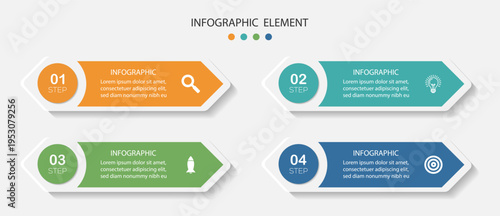 4 step infographic template vector element.  Vector thin line label with hexagons template. timeline infographic icons designed for abstract background template. 