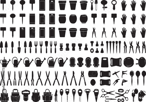 Gardening Tools and Outdoor Accessory Silhouettes