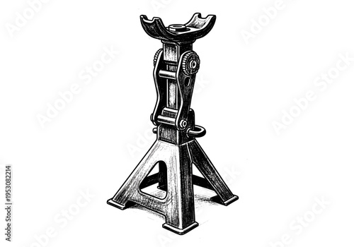 Detailed illustration of a heavy-duty car jack stand for vehicle maintenance and repair