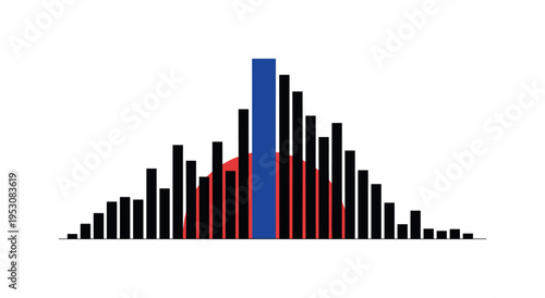 Black and white bar chart transforming into a trophy shape at the top, vivid yellow circle halo behind the peak, deep blue geometric blocks and thin linear