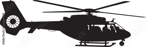 Black helicopter silhouette with rotor blades aircraft 1