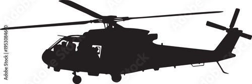 Black helicopter silhouette with rotors aircraft