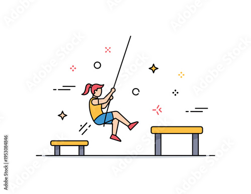 Fitness challenges and obstacle courses showing a small group crossing a balance beam and climbing walls together, illustrating teamwork, skill, and physical