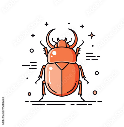 Beetles detailed close up showing a shiny beetle with a rounded shell and subtle highlight reflections, accompanied by minimal ground elements and tiny motion