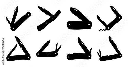Silhouette Collection of Pocket Knives and Swiss Army Knives for Outdoor Enthusiasts