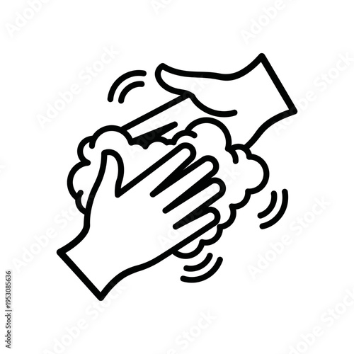 line art of hands washing with soap