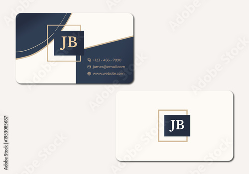 Midnight Sand Curve Business Card Template – Minimal Monogram Frame Layout