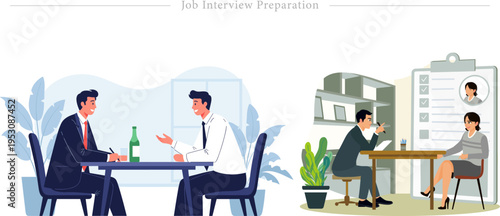 Job Interview Preparation Flat Vector Professional Hiring Candidate Assessment Illustration