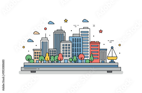 Architectural scale model simplified city block with tiny buildings and trees arranged neatly on a base platform, expressing planning and design vision. A