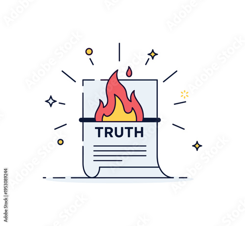 Hidden truth exposed paper igniting from the center with light radiating outward, suggesting revelation before disappearance. A compact visual metaphor about