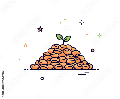 Lentils displayed in a compact mound with a tiny sprout accent to represent sustainable crops and nutritious plant-based staples. The scene communicates