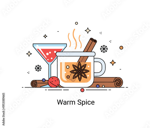 Winter cocktails served in a cozy seasonal setting featuring a steaming mug with cinnamon stick and star anise as the central symbol of warmth and celebration.
