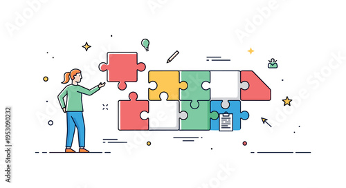 Business reorganization process illustrated by interconnected puzzle pieces being rearranged into a cleaner aligned formation. The scene highlights structural
