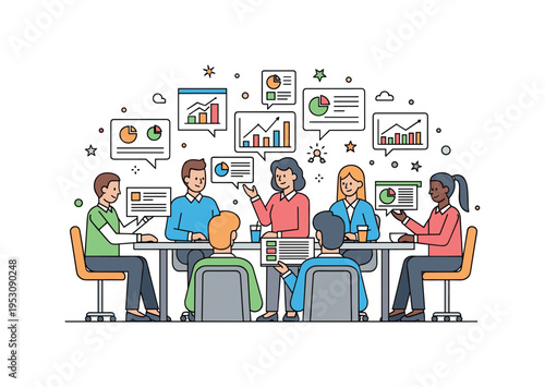 City council meeting on public health policies with diverse officials reviewing charts, graphs, and community feedback, emphasizing planning, strategy, and