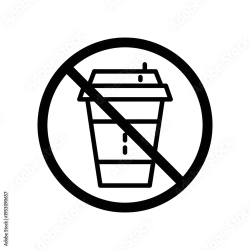 No disposable cup icon, line art style