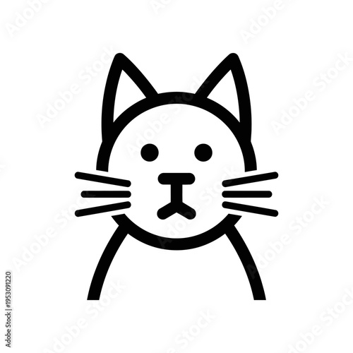 black and white line art cat icon