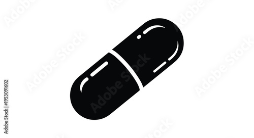 Black capsule pill icon simple illustration for health medical pharmaceutical concept