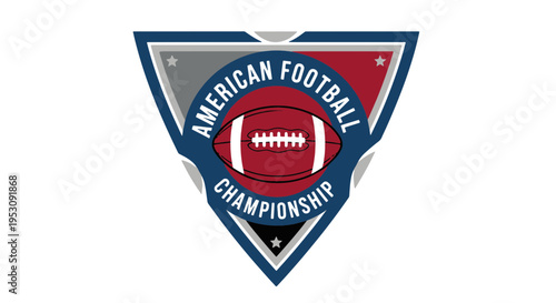American Football Championship Badge with Football and Stars