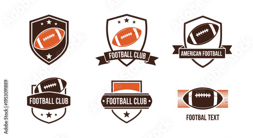 American Football Club Logos with Balls and Stars Graphics