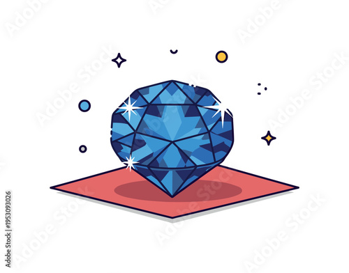 Sapphire gemstone glowing with deep blue facets, resting on a soft velvet cloth with gentle light reflections, evoking elegance and preciousness. Minimalist