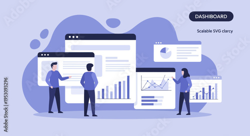 People analyzing data on various dashboard interfaces.