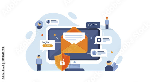 Secure Email Communication and Digital Security Concept.