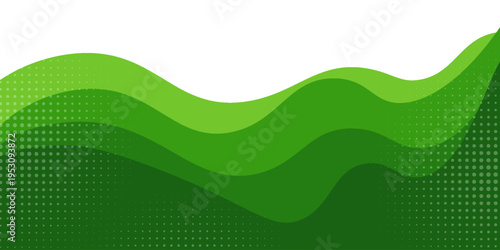 Abstract White and Green wave wide background banner
