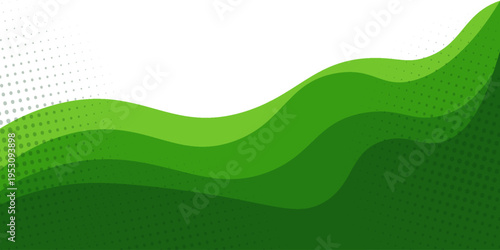 Abstract White and Green wave wide background banner