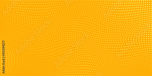 Yellow halftone pattern on orange background. Modern retro comic gradient