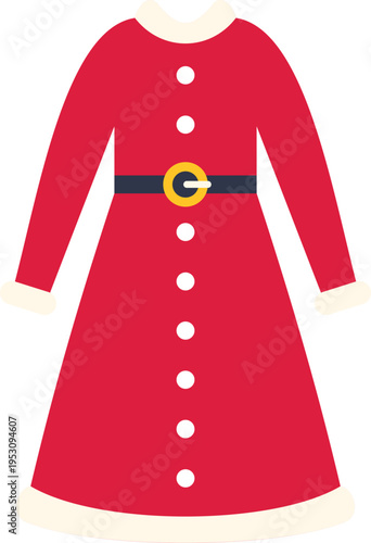 Red christmas costume dress with white fur trim and belt
