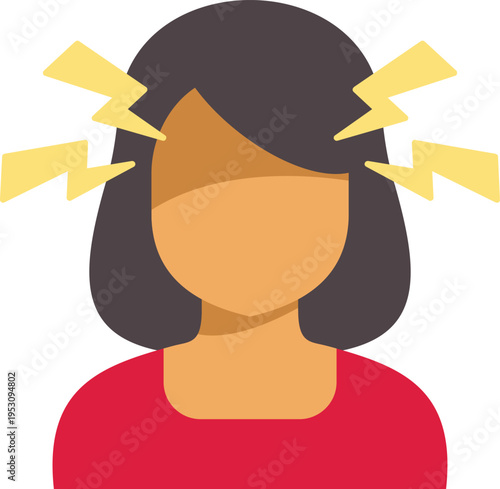 Woman suffering from a painful headache or migraine, illustrating stress and sickness