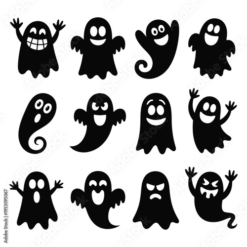 Halloween monsters vector icon set cartoon illustration pattern design