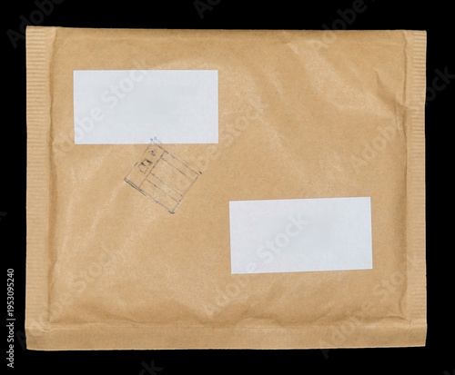 Wallpaper Mural brown paper padded envelope mailer with white labels and ink stamp Torontodigital.ca