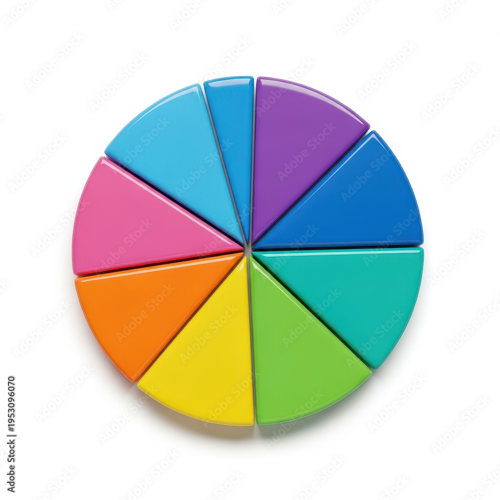 Fototapeta premium Colorful Multi-Segmented Pie Chart isolated on transparent background