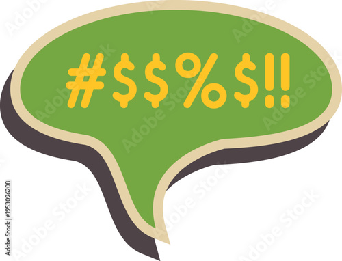 Grawlix symbols in a green speech bubble indicating frustration or anger