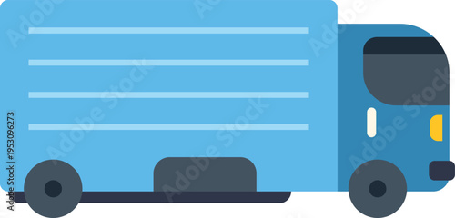 Blue truck transporting goods, representing concepts of shipping, delivery and cargo transportation