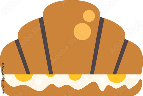 Croissant sandwich filled with fried eggs and creamy white filling