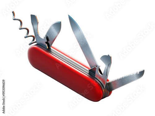 Quadro su tela Generic Swiss knife on transparent background. 3D illustration