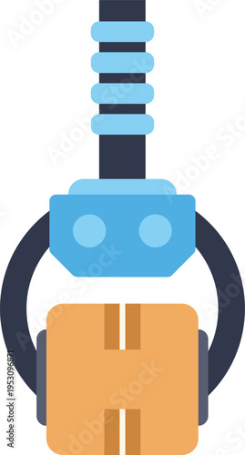 Robot claw gripping a package, illustrating automation and logistic processes
