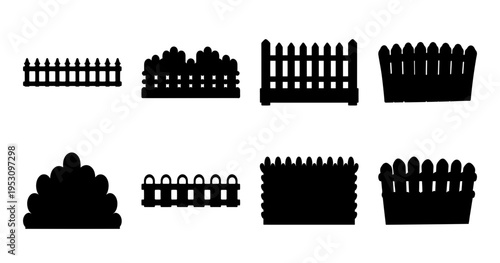 Collection of Fence Silhouettes for Garden and Landscape Design Elements