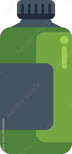 Green bottle with a dark cap and label, containing liquid for health and chemical uses