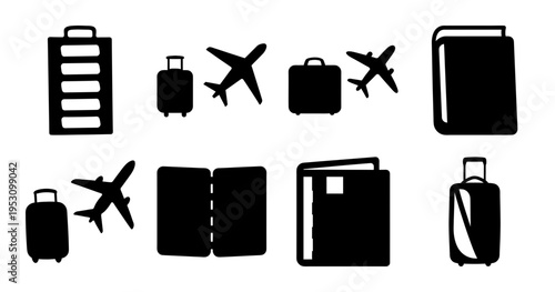 Travel Icons Representing Essential Items for Vacation or Business Trip Planning