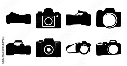 Collection of various camera silhouettes, representing diverse styles and functionalities
