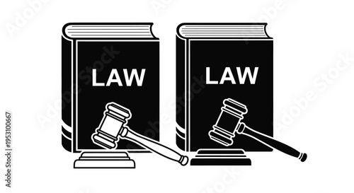 Law Books and Judicial Hammers on Desk for Legal Concepts