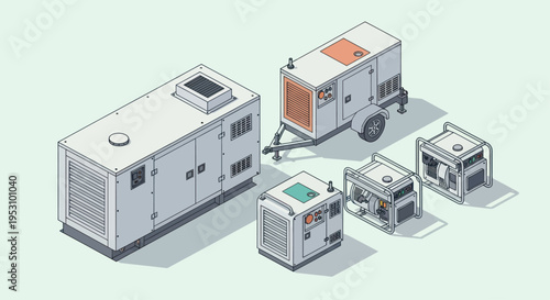 Isometric Generators Set for Power Generation and Backup Electricity.