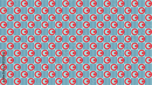 C Letter Pattern Red Circles on Blue Stripes vector background