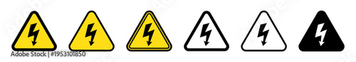High Voltage Warning Sign Set, Electrical Hazard Triangle with Lightning Bolt Icons