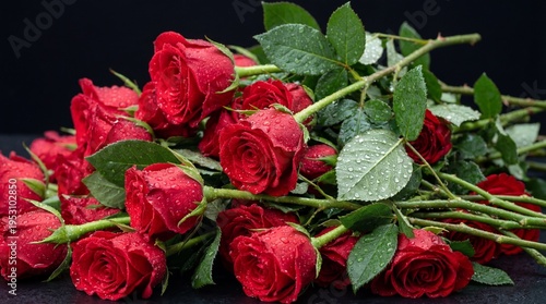 A bouquet of fresh red roses.